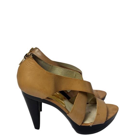 MICHAEL MICHAEL KORS WOMEN BEIGE GOLD HEEL SANDALS SIZE 10 NO BOX - Picture 3 of 7